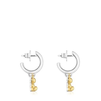 ARETES PLATA 1ªLEY BAÑO OSO BICOLOR - 1