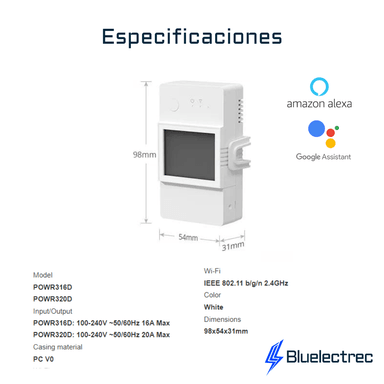 INTERRUPTOR SONOFF POWR320D MEDIDOR ENERGIA INTELIGENTE POW ELITE 20A - 3