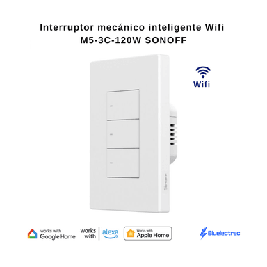 INTERRUPTOR DE LUZ MECÁNICO INTELIGENTE WIFI - M5-3C-120W SONOFF - 1