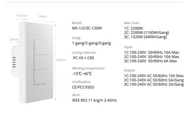 INTERRUPTOR DE LUZ MECÁNICO INTELIGENTE WIFI - M5-3C-120W SONOFF - 5
