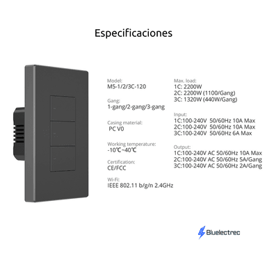 INTERRUPTOR DE LUZ MECÁNICO INTELIGENTE WIFI - M5-1C-120 SONOFF - 6