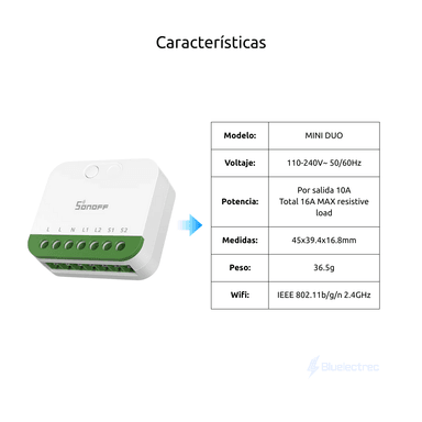 INTERRUPTOR INTELIGENTE DE 2 CANALES- SONOFF MINI DUO - 2