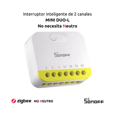 INTERRUPTOR INTELIGENTE DE 2 CANALES (NO NECESITA NEUTRO) - MINI DUO-L SONOFF - 1