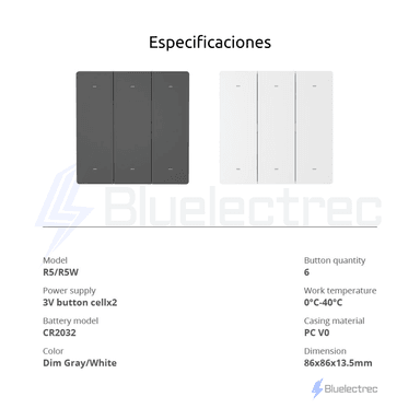 INTERRUPTOR INALÁMBRICO INTELIGENTE DE 6 BOTONES - R5W SONOFF - 9
