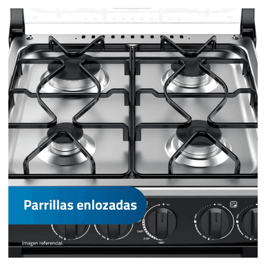COCINA DE PIE A GAS INDURAMA 4 QUEMADORES GOYA + HERVIDOR OSTER NEGRO - 5