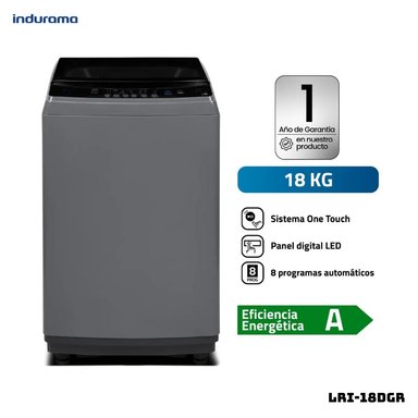 LAVADORA INDURAMA 18 KG CARGA SUPERIOR GRIS OSCURO - LRI-18DGR - 1