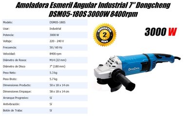 AMOLADORA INDUSTRIAL DONGCHENG DSM05-180S 220 - 240 V 7? 3000W 8400RPM - 2
