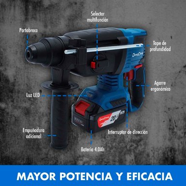 ROTOMARTILLO INALÁMBRICO SDS-PLUS INDUSTRIAL DONGCHENG DCZC04-24FK 20V 2.7J BRUSHLESS 2BAT X 5AH - 5