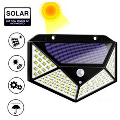LÁMPARA BK-100 NEGRO SOLARES X2 SENSOR MOVIMIENTO 100 LED RECARGABLES - 4