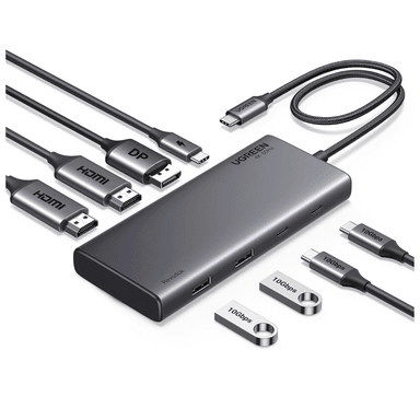ADAPTADOR UGREEN HUB REVODOK 8 EN 1 HDMI DP 4K 60HZ USB TIPO-C - 1