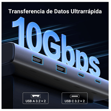 ADAPTADOR UGREEN HUB REVODOK 8 EN 1 HDMI DP 4K 60HZ USB TIPO-C - 3