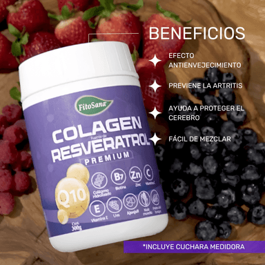 COLÁGENO FITOSANA PREMIUM EN POLVO HIDROLIZADO CON RESVERATROL Y Q10 PREMIUM (REJUVENECE) 300G - 2
