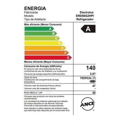 FRIGOBAR ELECTROLUX ERD50G2HPI 47 LITROS INOXIDABLE - 6