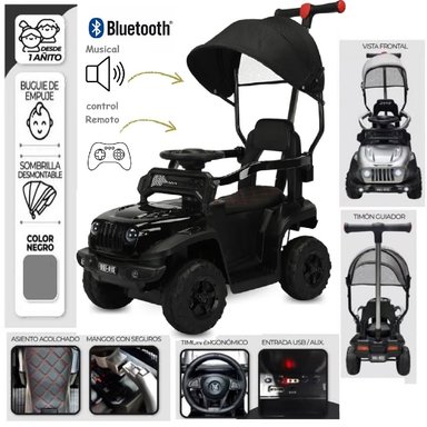 BUGGY JEEP A BATERIA 12 VOLTEOS CON CONTROL NEGRO - 1