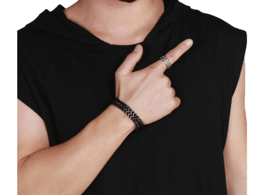 BRAZALETE PULSERA DE TITANIO PARA HOMBRE COLOR NEGRO MODELO 1602 - 3