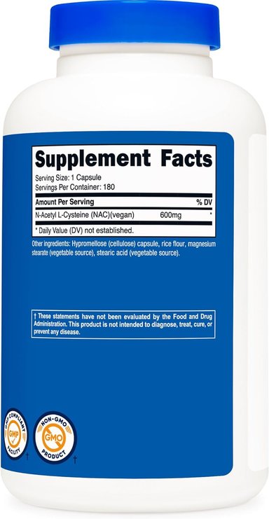 SUPLEMENTOS NUTRICOST NAC N ACETYL CYSTEINE CISTEINA 180 CAPS - 2