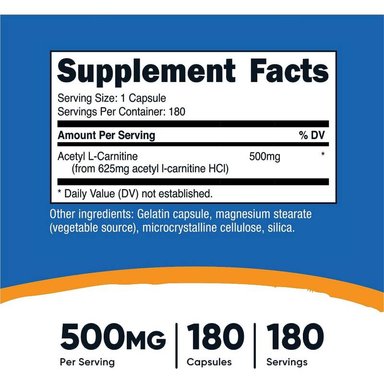 SUPLEMENTO CARNITINE ACETYL L-CARNITINA CÁPSULAS NUTRICOST - 2