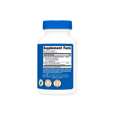 SUPLEMENTO KSM66 EXTRACTO RAIZ ASHWAGANDHA GINSENG INDIO NUTRICOST - 3