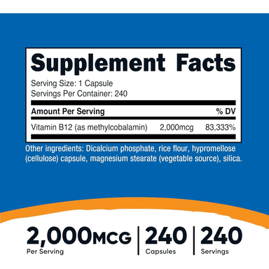 VITAMINA NUTRICOST B12 2000 CIANOCOBALAMINA MCG IMPORTADA CAPSULAS - 3