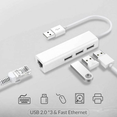 HUB SC-USH248 ADAPTADOR RED TIPO USB RJ45 LAN + 3 PUERTOS USB 2.0 WINDOWS MAC - 1