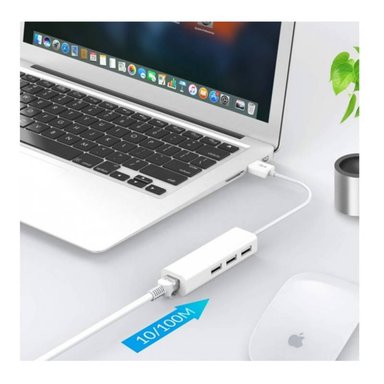 HUB SC-USH248 ADAPTADOR RED TIPO USB RJ45 LAN + 3 PUERTOS USB 2.0 WINDOWS MAC - 2