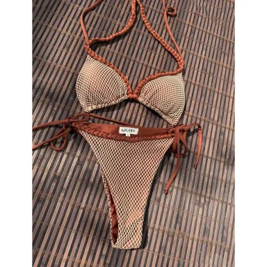 BIKINI MALLA TRENZADO PUSH UP LICRA MUJER SOLARY COBRE 2 PIEZAS - 1