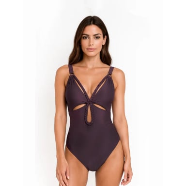 TRAJE DE BAÑO PUSH UP LICRA MUJER SOLARY MORADO 1 PIEZA ONE PIECE ARUBA - 1
