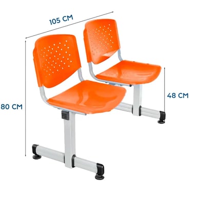 BANQUETA DE ESPERA PRISMA VE NARANJA 2 ASIENTOS EG OFIDEAS - 2