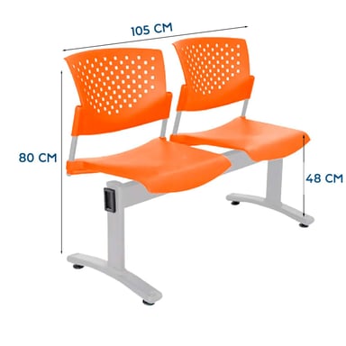 BANQUETA DE ESPERA BUTTERFLY VE NARANJA 2 ASIENTOS EG OFIDEAS - 2