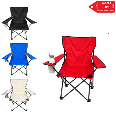 SILLA PLEGABLE CAMPING PORTÁTIL CON PORTAVASO - 1