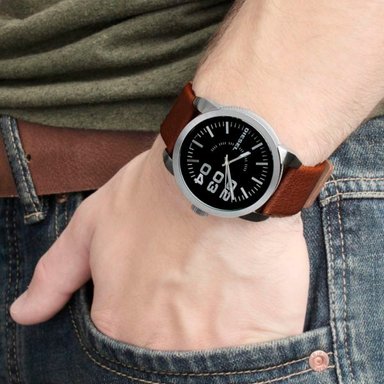 RELOJ DIESEL HOMBRE ANÁLOGO DZ1513 DOUBLE DOWN CORREA MARRÓN CUERO - 4