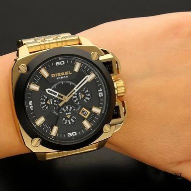 RELOJ DIESEL HOMBRE ANÁLOGO DZ7378 BAMF FECHA CRONÓMETRO DORADO NEGRO - 2