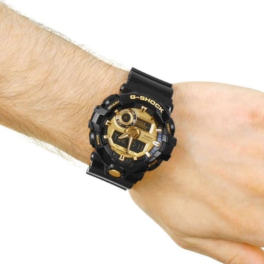 RELOJ CASIO G-SHOCK HOMBRE ANÁLOGO DIGITAL GA710GB-1A ACUÁTICO LUZ LED NEGRO BRILLANTE DORADO - 2