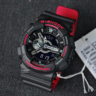 RELOJ CASIO G-SHOCK HOMBRE ANÁLOGO DIGITAL GA110HR-1A LUZ AUTOMÁTICA ACUÁTICO NEGRO ROJO - 3