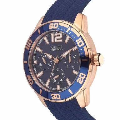 RELOJ GUESS HOMBRE ANÁLOGO U1250G2 TREK W1250G2 MULTIFUNCIONAL ORO ROSADO AZUL ACERO INOXIDABLE - 2