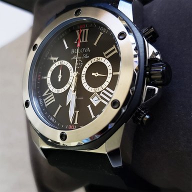 RELOJ BULOVA HOMBRE ANÁLOGO 98B127 MARINE STAR CRONOMETRO FECHA CORREA NEGRO PLATEADO ACERO INOXIDABLE SILICONA - 3