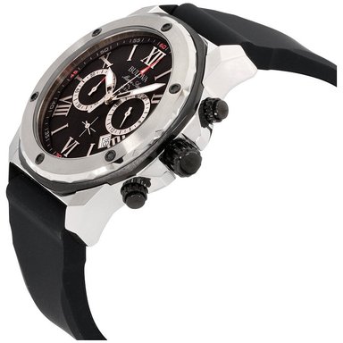 RELOJ BULOVA HOMBRE ANÁLOGO 98B127 MARINE STAR CRONOMETRO FECHA CORREA NEGRO PLATEADO ACERO INOXIDABLE SILICONA - 5