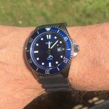 RELOJ CASIO HOMBRE ANÁLOGO MDV-106B-2AV DURO MARLIN FECHA ACUÁTICO CORREA DIAL AZUL ACERO INOXIDABLE RESINA - 4