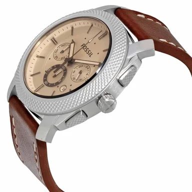 RELOJ FOSSIL HOMBRE ANÁLOGO FS5170 MACHINE CRONOMETRO CORREA MARRÓN BEIGE CUERO ACERO INOXIDABLE - 2