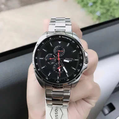 RELOJ FOSSIL HOMBRE ANÁLOGO BQ2550 AUTOCROSS MULTIFUNCIONAL PLATEADO NEGRO ACERO INOXIDABLE - 2