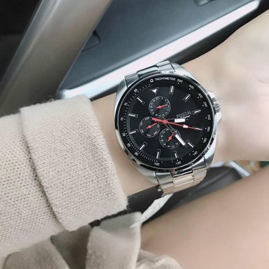 RELOJ FOSSIL HOMBRE ANÁLOGO BQ2550 AUTOCROSS MULTIFUNCIONAL PLATEADO NEGRO ACERO INOXIDABLE - 3