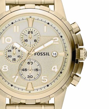 RELOJ FOSSIL HOMBRE DEAN FS4867 FECHA CRONOMETRO DORADO ACERO INOXIDABLE - 2