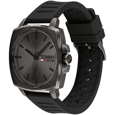 RELOJ TOMMY HILFIGER HOMBRE ANÁLOGO 1791864 JEANS GUNMETAL CORREA NEGRO ACERO INOXIDABLE SILICONA - 2