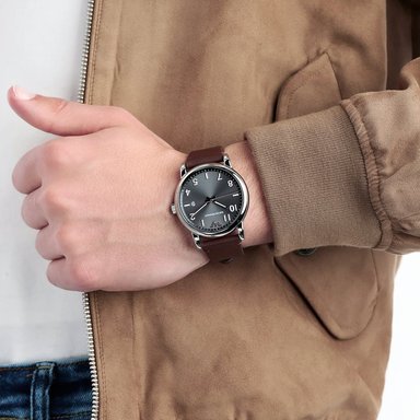 RELOJ EMPORIO ARMANI HOMBRE ANÁLOGO AR11175 LUIGI FECHA CORREA MARRON DIAL GRIS ACERO INOXIDABLE CUERO - 3