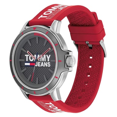 RELOJ TOMMY HILFIGER HOMBRE ANÁLOGO 1791826 JEANS CORREA ROJO SILICONA - 2
