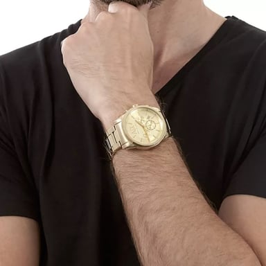RELOJ ARMANI EXCHANGE HOMBRE ANÁLOGO AX2099 OUTERBANKS FECHA CRONOMETRO DORADO ACERO INOXIDABLE - 4