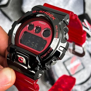RELOJ CASIO G-SHOCK HOMBRE DIGITAL GM-6900B-4 NEGRO CORREA ROJA ACERO INOXIDABLE RESINA - 2