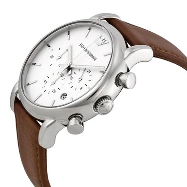 RELOJ EMPORIO ARMANI HOMBRE ANÁLOGO AR1846 LUIGI FECHA CRONOMETRO CUERO MARRON DIAL BLANCO - 2