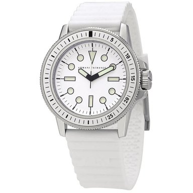 RELOJ ARMANI EXCHANGE LEONARDO AX1850 ANÁLOGO HOMBRE ACERO INOXIDABLE CORREA DE SILICONA BLANCO - 2