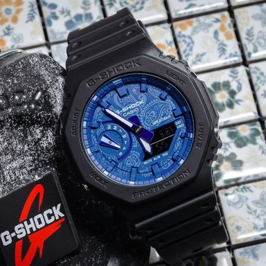 RELOJ CASIO G-SHOCK CARBON CORE GA2100BP-1A PARA HOMBRE DIGITAL ANALÓGICO LUZ LED RESINA NEGRO DIAL AZUL - 3
